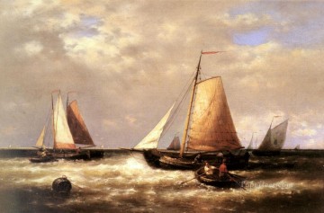 Return Of The Fishing Fleet Abraham Hulk Snr boat seascape Oil Paintings
